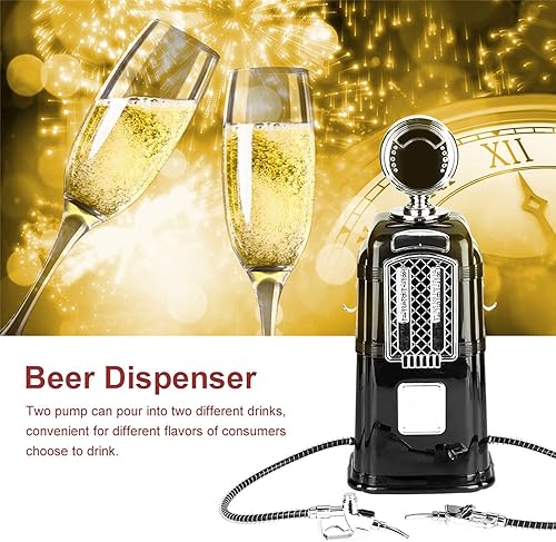 Beverage Pump Dispenser, 1000cc Double Guns Wine Beverage Pump Liquor Alcohol Beer Dispenser Beer Pump(black) (Black) - Poueer