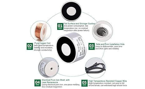 Heyiarbeit 12V DC 1500N Electric Lifting Magnet Electromagnet Solenoid Lift Holding 80mmx38mm - Poueer