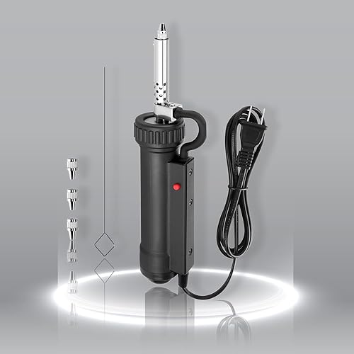 Solder sucker,Automatic Desoldering Pump Vacuum, Electric Solder Tin Sucker, Electric Desoldering Pump Automatic Vacuum Solder Sucker US Plug AC 110V 30W with 3 Soldering Suction Tips - Poueer