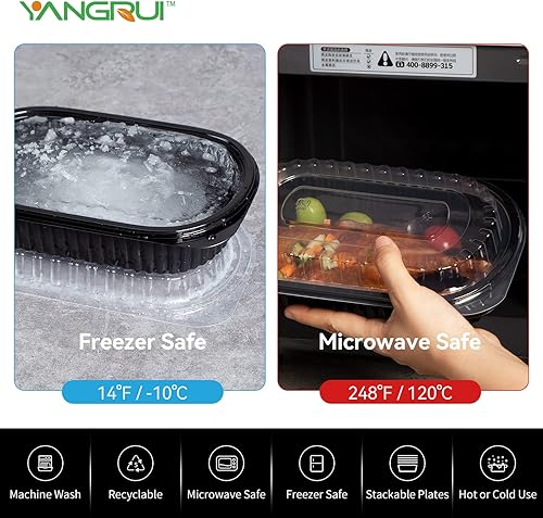 YANGRUI Take Out Containers, Shrink Wrap 45 Pack 26 oz Reusable Machine Washable Extra Thick BPA Free Meal Prep Container Microwave Freezer Safe Leak Proof To Go Boxes - Poueer