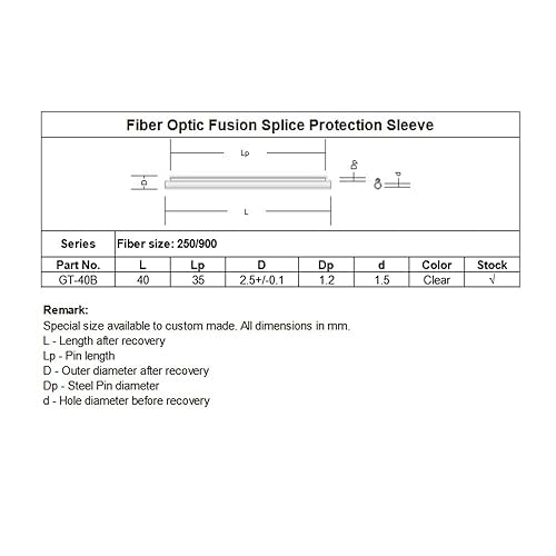 Fiber Optic Fusion Splice Protection Sleeve 1000pcs,Come with Box(Recovered Dia.2.4mm,60mm) - Poueer