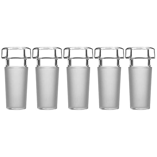 stonylab Glass Hex Head Hollow Glass Stopper, Hexagonal Head Glass Hollow Stopper for 24/40 Outer Joint Glass with Closed Bottom (5 Packs) - Poueer