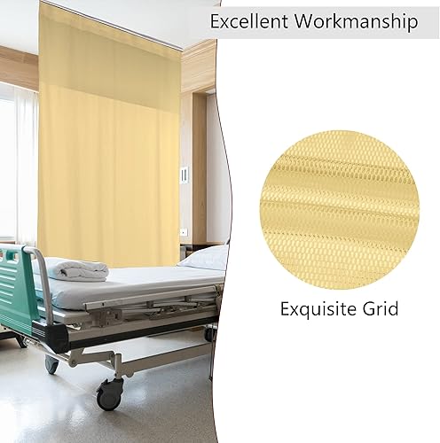 Flame Retardant Hospital Curtain Room Divider Cubicle Curtain Divider Privacy Medical Curtain for Hospital, Medical Clinic, Lab,School(1 Panel, W15xL8FT,Beige) - Poueer