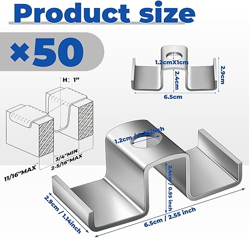50 Pcs Grating Clip Saddle Clip Galvanized Carbon Steel for Screw Size 1/4 Inch for Industrial Flooring Drainage Systems Mezzanines Walkways Stair Treads - Poueer