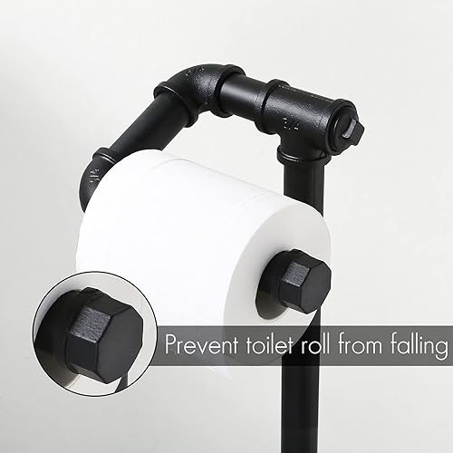 KES Toilet Paper Holder Stand with Reserve Industrial Pipe Toilet Paper Holder Bathroom Toilet Paper Storage Black, BPH503A-BK - Poueer
