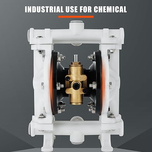 Air-Operated Double Diaphragm Pump, 1/2 in Inlet & Outlet, QBK-15, 12 GPM & Max 120PSI, PTFE Diaphragm Pneumatic Transfer Pump for Petroleum, Diesel, Grease & Low Viscosity Fluids - Poueer