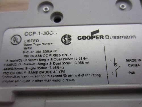 Cooper Bussmann CCP-1-30CC Class CC Fuse, Compact Circuit Protector, 1 Pole - Poueer
