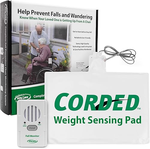 Smart Caregiver Chair Exit Alarm with Weight Sensing Pad - Automatically Alert Elderly Motion Detector for Dementia or Alzheimer's - 1 Year Warranty - Poueer