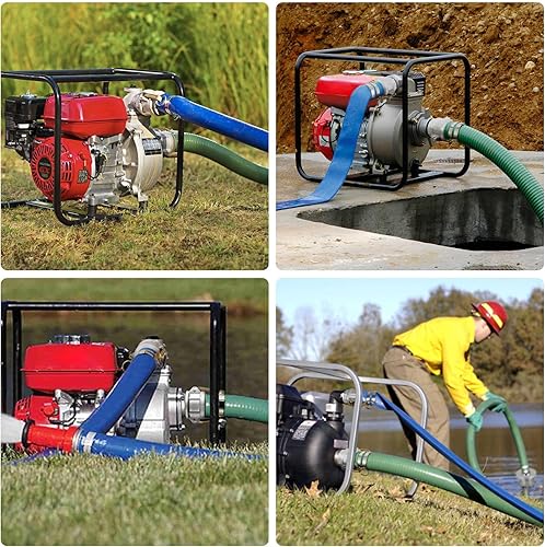 Heavy Duty 2' x 20' Green PVC Discharge Hose Pump Kit, Pool Suction Hose with Aluminum Camlock Fittings, Steel Round Strainer, Cam & Groove Adapter - Poueer