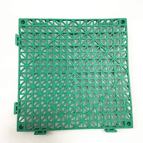 12 Pack Modular Interlocking Cushion 11.5' x 11.5' Mat Floor Tile Mats Drain Pool Patio Balcony Yard Pet Area Washer Pad(Green) - Poueer