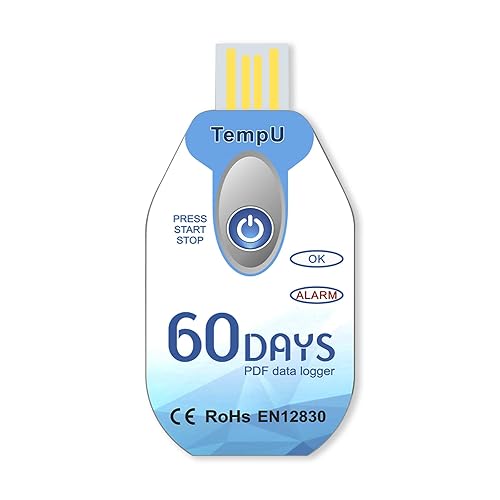 Tzone Disposable Temperature Data Logger USB Temp Recorder with PDF Report 10 Packs, Single Use Datalogger Thermometer Recording 90 Day for Cold Chain Transport Medical Freezer Lab IP67 Waterproof - Poueer