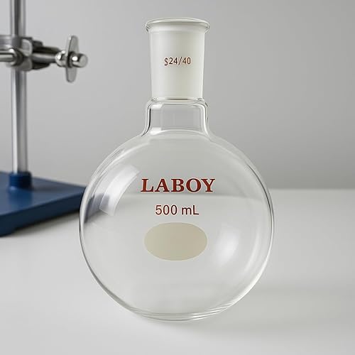 Laboy Glass 1000mL Single Neck Round Bottom Boiling Flask Heavy Wall with 24/40 Joint Heating Reaction Receiving Flask Organic Chemistry Lab Glassware - Poueer