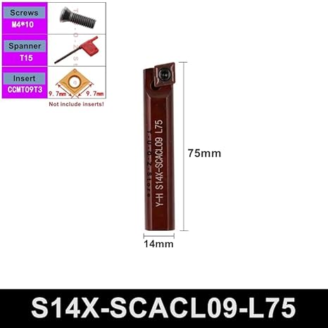 1Pcs S14X S16X SCACR SCBCR SCMCN SCACL SCBCL 06 09 L35 L45 L55 L65 L75 L85 L95 12mm 14mm 16mm CNC Turning Tools Toolholder Bar(S14X-SCACR09-L65) - Poueer
