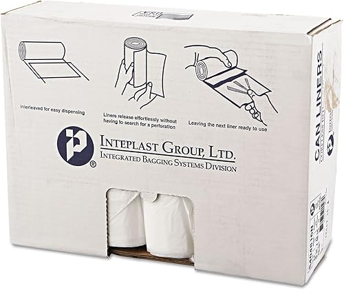Inteplast S404816N High-Density Can Liner, 40 x 48, 45gal, 16mic, Clear, 25/Roll, 10 Rolls/Carton - Poueer