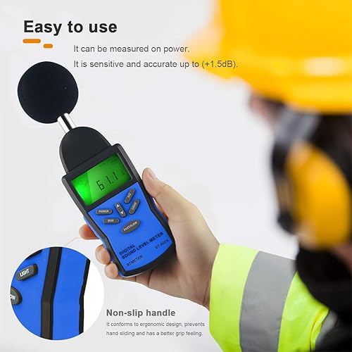 Precision Sound Level Meter, BTMETER Digital Decibel Tester for 30~130 dB Noise Volume Measurement with A/C Fast/Slow Weighting, Large Backlight Display BT-882A Decibel Reader - Poueer