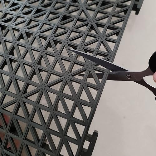 12 Pack Modular Interlocking Cushion 11.6' x 11.6' Rubber Mat Floor Tile Mats Drain Pool Patio Balcony Yard Pet Area Washer Pad(Black) - Poueer