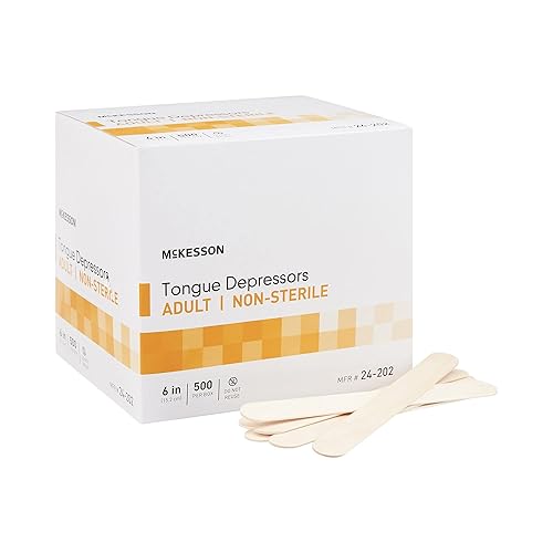 McKesson Tongue Depressors [5000 Count] Adult Size, Non-Sterile, Wood, Unflavored, Splinter-Free, 6 in - Use for Medical, Arts, Crafts, Spa - 500 Count, Pack of 10 - Poueer