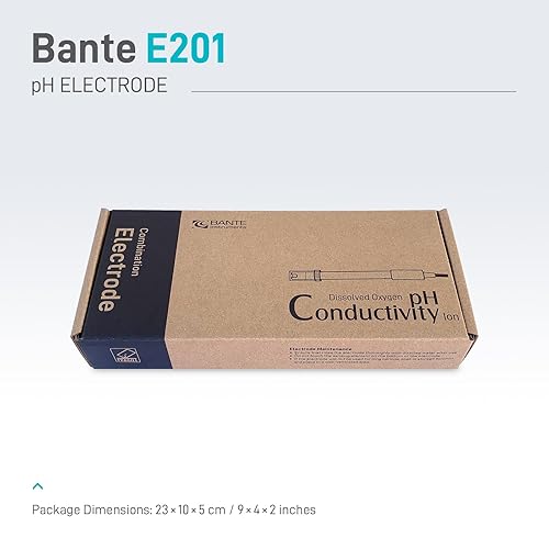 Bante E201 Combination pH Electrode | pH Probe | 0 to 14 pH Range, BNC Connector, 3.3 ft. Cable, Detachable Protective Shield - Poueer