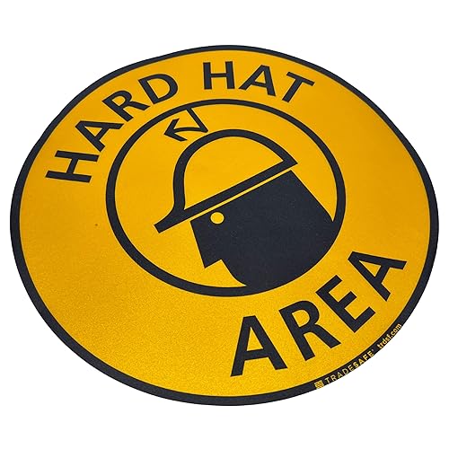 TRADESAFE Safety Glasses Required Anti-Slip Floor Sticker - Eye Protection Required Caution Sign, Peel and Stick Adhesive Vinyl Sign, ANSI-Compliant, 17” Diameter Round Sticker - Poueer