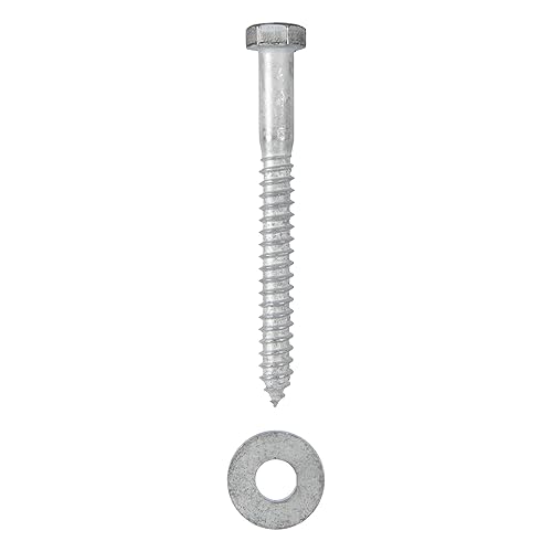 1/2 x 6 (25 Pack) Lag Screw Kit, 25 Screws and 25 washers, Hot Dip Galvanized, Meets ASME B18.2.1 Industrial/Commercial Grade by Makers Bolt - Poueer