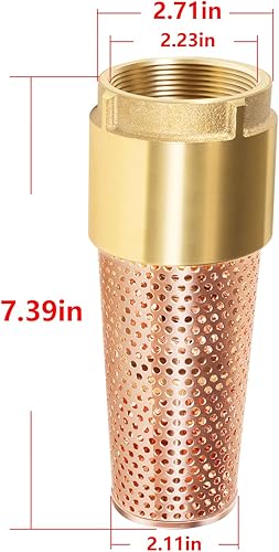 2 Inch Foot Valve for Irrigation Pump, No-Lead Brass Foot Valve, One-Way With ZEBRA MUSSEL Strainer - Poueer