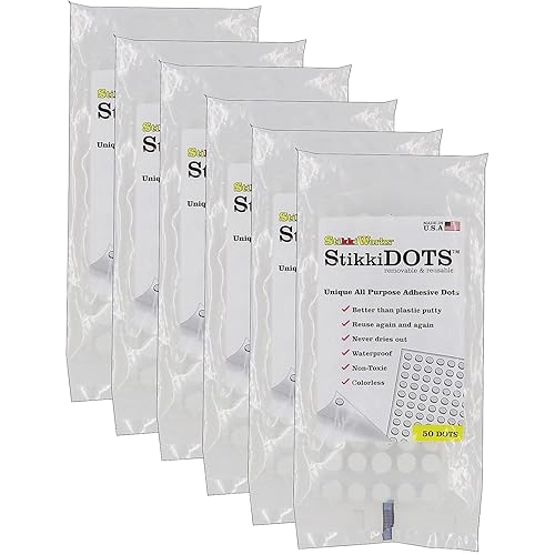 StikkiWax Removable Glue Dots, 50 Dots/Pack, 6/Pack (STK02050) - Poueer