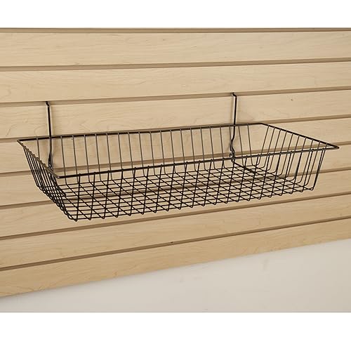 Only Garment Racks 5624BLACK (6) Only Garment Racks - Set of (6) Baskets Designed for Gridwall, Slatwall and Pegboard - Black Finish - Dimensions: 24'L X 12'D X 4'H - Lot of 6 Baskets - Poueer