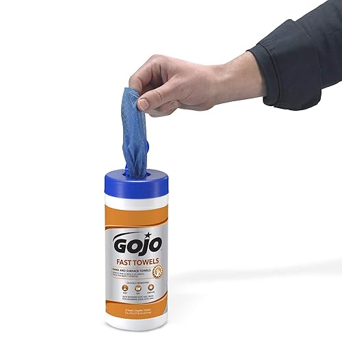 GOJO Fast Towels, Fresh Citrus Scent, 130 Count Multi-Purpose Heavy Duty Textured Wet Towels Bucket (Pack of 1) - 6298-04 - Poueer
