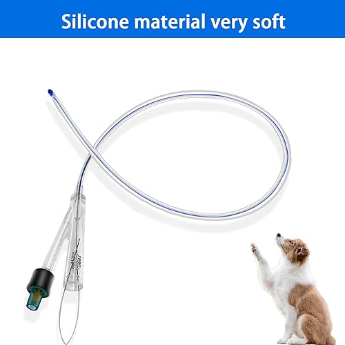 Dog Urinary Catheter – Dual-Lumen Catheter with Metal Guide Wire, Premium Silicone Urinary Catheter for All Dog Breeds (6Fr, Ø 2.0mm, L 32cm)-5PCS - Poueer
