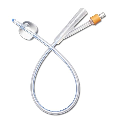 Medline SelectSilicone Foley Catheters, 100% Silicone, 12 Fr, 10 mL, 2-Way, Bullet-Shaped Tip, Symmetrical Balloon, Radiopaque Strip, Case of 10 Each - Poueer