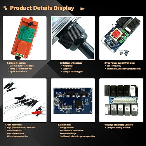 F21-E1B Crane Industrial Remote Control 8 Button Industrial Wireless Remote Control 2 Transmitters Radio Remote Control 12V-440V Hoist Lift Controller (2 Transmitter + 1 Receiver Orange) - Poueer
