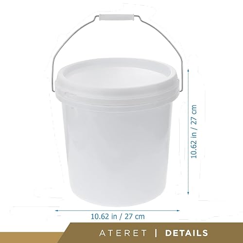 ATERET 2 Gallon White Pail & Lid - Durable Mil All Purpose Pail with Lids - Food Grade - BPA Free Plastic (12 Pack) - Poueer
