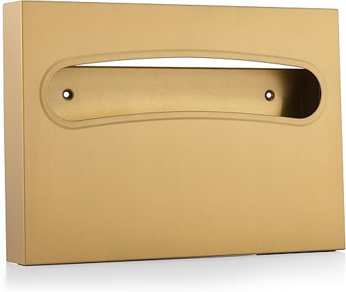 Toilet Seat Cover Dispenser - Enhanced Anti-Fingerprint Coating, HighQuality Stainless Steel, Wall-Mounted for Commercial Bathrooms - Holds 250 Seat Covers - Gold - Poueer