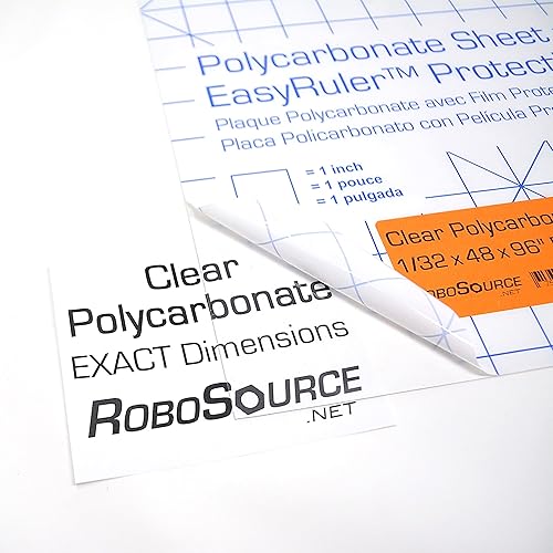 Polycarbonate Clear Plastic Sheet 48' X 96' X 0.030' (1/32', 4x8 ft), EasyRuler Film, Shatter Resistant, Easy to Cut, Bend, Mold Than Plexiglass. Window Panel, Industrial, Hobby, Home, DIY, Crafts - Poueer