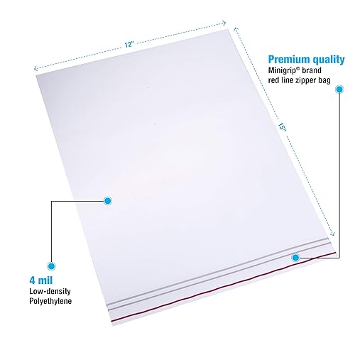 MGRL4P1215 Polyethylene (LDPE/LLDPE Blend) Clear Reclosable Bag, 15' Length, 12' Width (Pack of 500) - Poueer