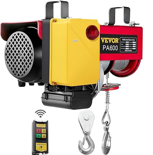 VEVOR Electric Hoist, 1320LBS Electric Winch, Steel Electric Lift, 110V Electric Hoist with Wireless Remote Control - Poueer
