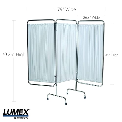 Grafco 3-Panel Medical Privacy Screen with Wheels - Folding & Rolling Room Divider - Poueer