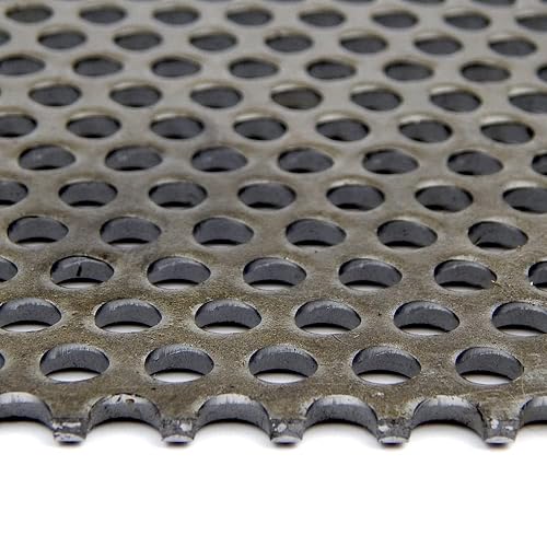 OnlineMetals A36 Carbon Steel Perforated Sheet, Unpolished (Mill) Finish, Hot Rolled, Staggered 0.09375' Holes, ASTM A36, 0.06' Thickness, 16 Gauge, 24' Width, 24' Length, 0.1562' Center to Center - Poueer