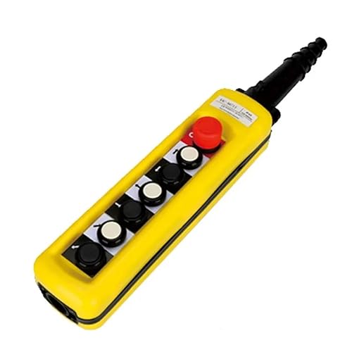 2/4/6/8 Pushbuttons Double Speed Hoist Crane Pendant Control Stations with Emergency Stop for Circuits Double Insulated(White) - Poueer