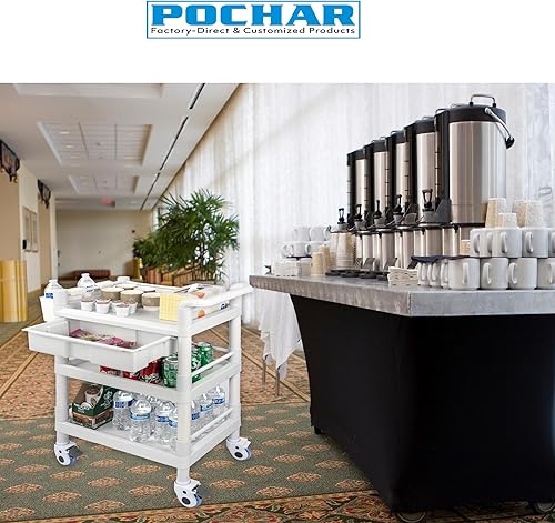 Medical Mobile Trolley Cart 3 Tier 500 Lbs Spacious Beauty Salon Rolling Trolley with Dirt Buckets Drawers 360°Rotate Wheels Heavy Duty Medical Utility Cart for Hospital Dental Clinic - Poueer