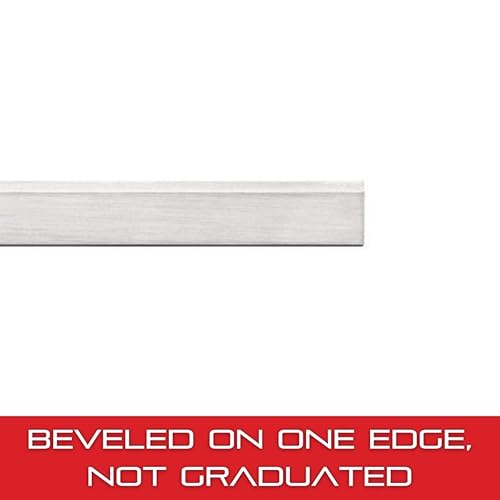 Starrett Steel Straight Edge with Bevel Edge, Not Graduated - 18' (450mm) Length, 11/64' (4.4mm) Thickness, 1-13/32' (36mm) Width, - Poueer
