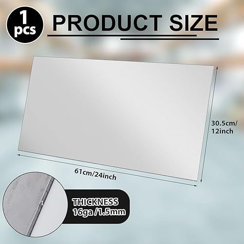 1 Pcs 16 Gauge Metal Sheet 24 x 12 Inch Cold Rolled Mild Carbon Steel Plate Square Weldable Sheet Metal Panels for Outside Industrial Projects Weld Accessories - Poueer