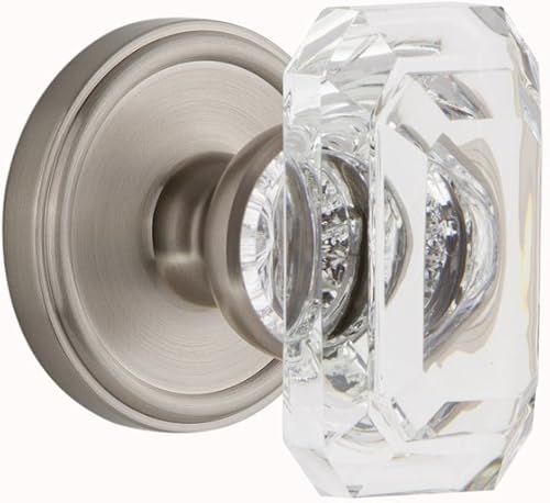 Grandeur 828224 Georgetown Rosette Double Dummy with Baguette Crystal Knob in Antique Pewter - Poueer