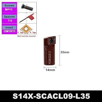 1Pcs S14X S16X SCACR SCBCR SCMCN SCACL SCBCL 06 09 L35 L45 L55 L65 L75 L85 L95 12mm 14mm 16mm CNC Turning Tools Toolholder Bar(S14X-SCACR09-L65) - Poueer