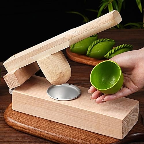 caralei Practical Wood Mochi Maker Convenient Kitchen Embosser Tool Practical Thick Wood Dough Press for Traditional Snacks Wood - Poueer