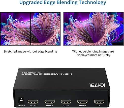 4K HDMI Video Wall Controller 3x3, Arvitek 9 TV Screens Into 1 Wall Display TV Wall Controller w/Remote, HDMI Video Splitter w/ 13 Splicing Display Mode - Poueer