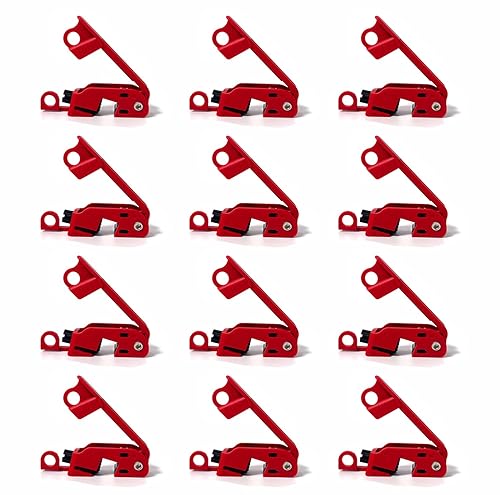 12-Pack Circuit Breaker Lockout Kit – OSHA Compliant Loto Device for Single/Double Toggle Switches, Heavy-Duty Nylon with Universal Fit (Red, 5-Year Warranty) - Poueer