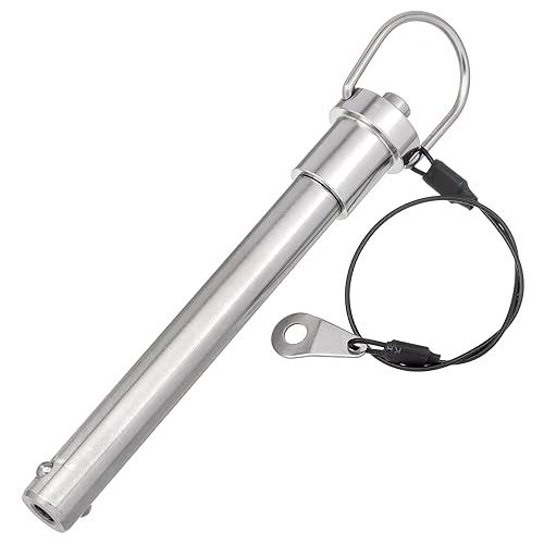 15mm Pin Diameter 100mm Usable Length Quick Release Ball Head Pin Lock With 260mm Retaining Wire Cable - Stainless Steel - Self Locking Fasten Security Bolt Accessory Push Pull Fastening Tool - Poueer