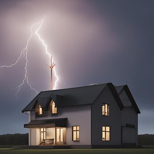 Lightning Rod, Pure Copper Lightning Rod Lightning Three-Pole Spike Brass Detachable Lightning Protection Equipment Lightning Protection System Kit for House Roof Bungalow Tin House - Poueer