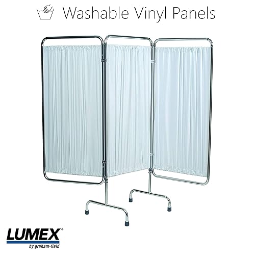 Grafco 3-Panel Medical Privacy Screen with Wheels - Folding & Rolling Room Divider - Poueer